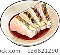Sawara生魚片水彩插圖 126821290