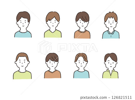 手繪插圖集年輕男子（上半身） 126821511