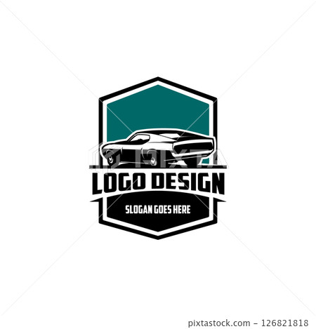Big sportsroof Mustang car rear view vector. Premium vintage car vector Big sportsroof Mustang car rear view vector. Premium vintage car vector 126821818