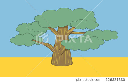 Illustration of a big tree, speech bubble and text space 126821880