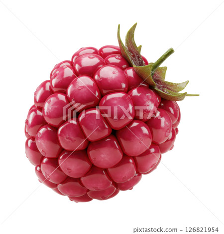 Vibrant Red Fresh Raspberry Fruit with Green Calyx-插圖素材 [126821954 ...