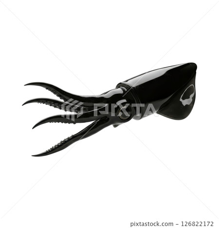 Striking Black Squid 3D Render with Detailed Tentacles and Body 126822172