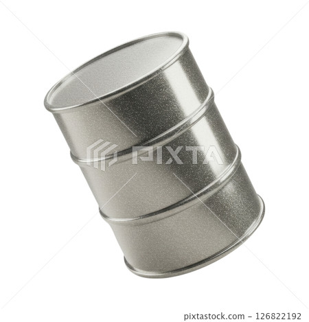 Shiny Silver Steel Drum Industrial Container 3D Render 126822192