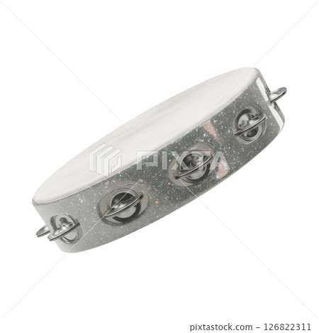 Sparkling Silver Tambourine Musical Instrument for Celebration and Music Sparkling Silver Tambourine Musical Instrument for Celebration and Music 126822311