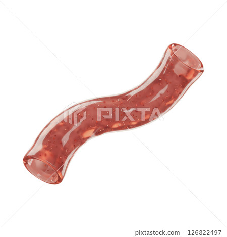 Curved Human Vessel with Red Fluid for Medical Concepts 126822497