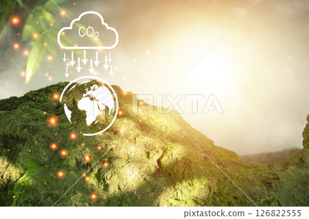 Sustainable business with the planet through renewable energy and green CO2 emissions, whereby using renewable energy can limit climate change and global warming. Sustainable business with the planet through renewable energy and green CO2 emissions, whereby using renewable energy can limit climate change and global warming. 126822555