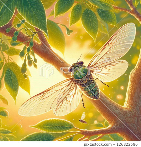 Cicadas jumping onto branches Cicadas jumping onto branches 126822586