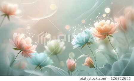 Whimsical pastel flowers with creamy texture, glowing bokeh, soft dreamy gradients. Whimsical pastel flowers with creamy texture, glowing bokeh, soft dreamy gradients. 126822695