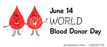 Blood Donor Day banner cute blood drop character 126822719