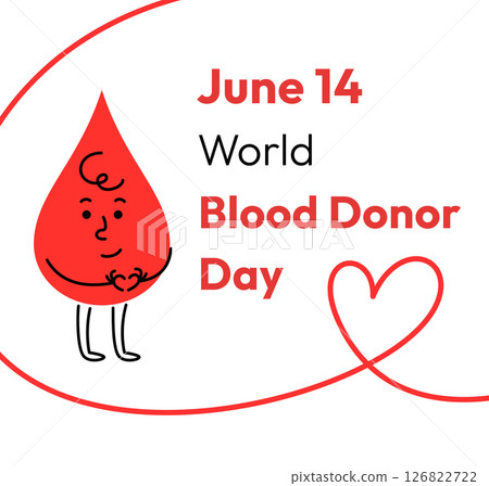 Blood Donor Day banner cute blood drop character 126822722