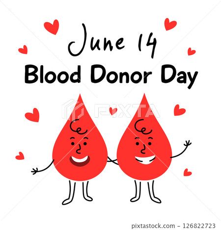 Blood Donor Day banner cute blood drop character Blood Donor Day banner cute blood drop character 126822723