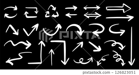 Vector pen hand drawn arrows set on white 126823051