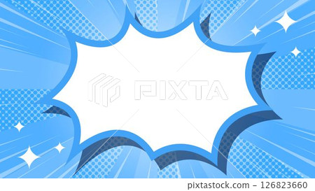 Halftone patterned sunburst and spike frame background with focus lines and glitter decoration Halftone patterned sunburst and spike frame background with focus lines and glitter decoration 126823660