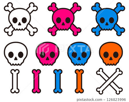 Simple skull icon illustration material set 126823996