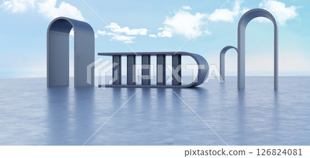 Abstract architectural structure shape with sky 126824081