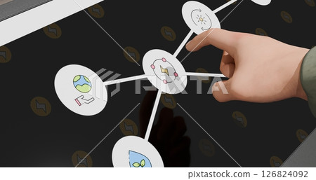 Hand touching screen ai app 126824092