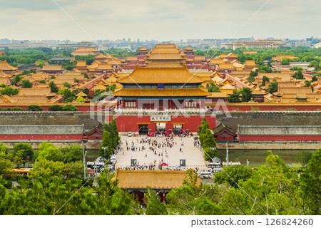 Stunning aerial view of the Forbidden City from Jingshan park, Beijing, China 126824260