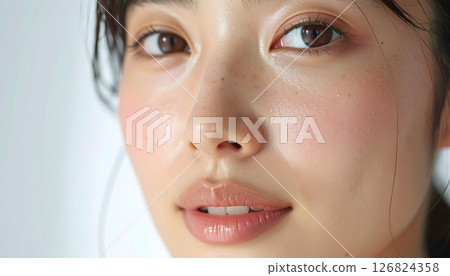 A photo of a woman's face with a delicate expression 126824358
