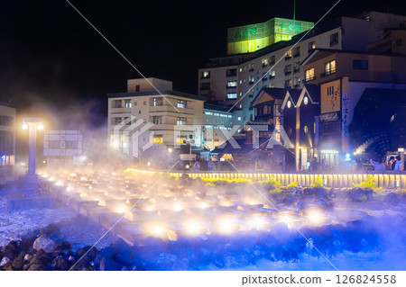 Night view of Kusatsu hot spring yuba field Night view of Kusatsu hot spring yuba field 126824558