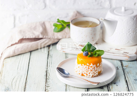 Mango mousse cake Mango mousse cake 126824775