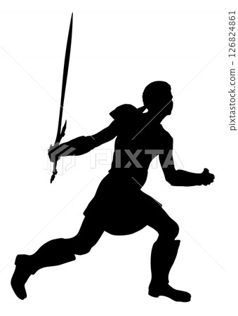 Silhouette of a Warrior with Sword 126824861