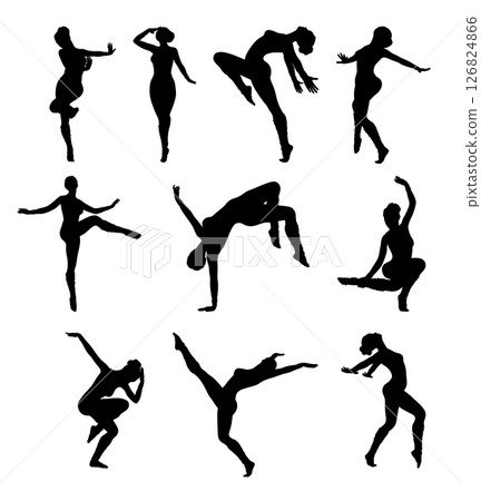 Silhouette of dancing woman Silhouette of dancing woman 126824866