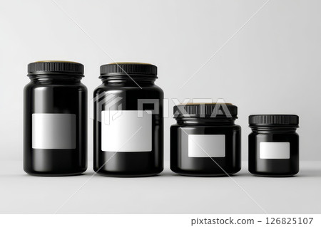 Dark Tone Supplement Containers Mockup. 126825107