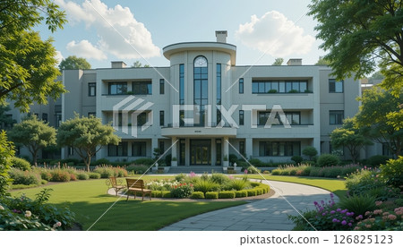 Luxury Estate with Circular Entrance and Lush Garden 126825123
