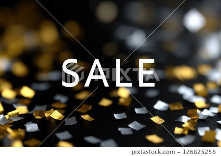 Festive Sale with Gold and Silver Confetti 126825258