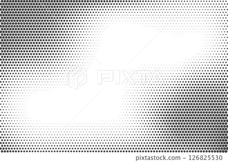 Hexagonal halftone pattern. Honeycomb fade vector shadow on white background. Abstract textured geometric gradient. Hex dynamic shapes. Simple grid dynamic gradation of cells 126825530