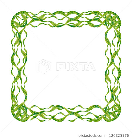 Elegant watercolor floral frame of swirl green vines, leaves on white background. Botanical illustration template. Hand painted border for wedding invitation, eco, stationery, spring decor, scrapbook Elegant watercolor floral frame of swirl green vines, leaves on white background. Botanical illustration template. Hand painted border for wedding invitation, eco, stationery, spring decor, scrapbook 126825576