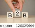 wooden cubes with the word b2b 126825609