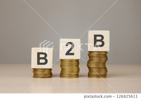 Wooden cubes with the word b2b 126825611