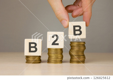 word b2b on stacks of money coins word b2b on stacks of money coins 126825612