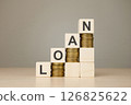 chart made of wooden cubes with the word loan 126825622