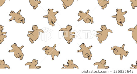 bear seamless pattern polar bear dancing dance vector cartoon doodle teddy gift wrapping paper tile background repeat wallpaper scarf isolated illustration brown design 126825642