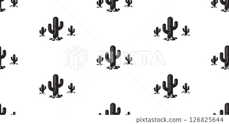 cactus seamless pattern Desert flower botanica garden plant vector cartoon tile background repeat wallpaper doodle illustration scarf isolated design 126825644