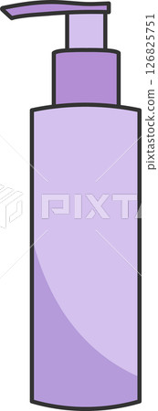 cosmetics bottle with dispenser, simple linear black and violet purple icons, isolated on a white background, doodle and sketch style, hand drawing cosmetics bottle with dispenser, simple linear black and violet purple icons, isolated on a white background, doodle and sketch style, hand drawing 126825751