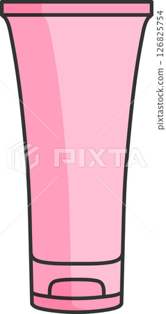 cosmetics bottle, cream tube, simple linear black and pink icon, isolated on a white background, doodle and sketch style, hand drawing cosmetics bottle, cream tube, simple linear black and pink icon, isolated on a white background, doodle and sketch style, hand drawing 126825754