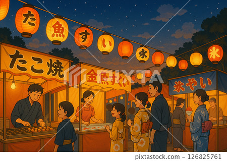 Summer festival landscape painting 126825761