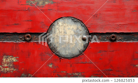 Red Grunge Metal Texture With Circular Element 126825853
