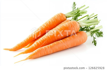 Four Fresh Orange Carrots on White Background Four Fresh Orange Carrots on White Background 126825928