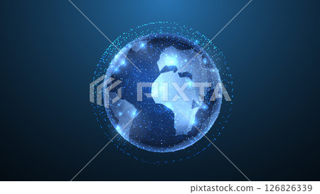 World map on space background. Earth globe, global network, digital universe. World map on space background. Earth globe, global network, digital universe. 126826339