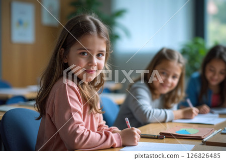 Children Engaged in Creative Drawing Activities in a Classroom Setting During the Afternoon Children Engaged in Creative Drawing Activities in a Classroom Setting During the Afternoon 126826485