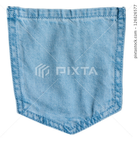 Close up of back pocket of light colored jeans on isolated background Close up of back pocket of light colored jeans on isolated background 126826577