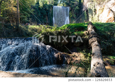 Monasterio de Piedra: Twin Waterfalls, Fallen Tree, Lush Vegetation 126826653