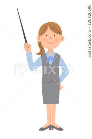 OL summer clothes holding a pointing stick_full body 01_uniform 01 126826696