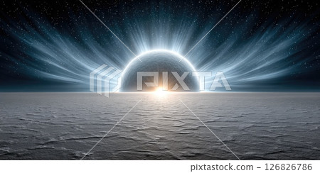 Radiant Ice Sun Rising on Frozen Terrain 126826786