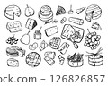 Hand drawn French cheeses set 126826857