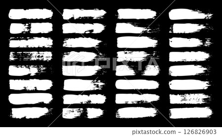 Grunge brush strokes, lines, ink smudges, hand-drawn scribble shapes. Handmade sketchy marks, acrylic stains, charcoal streaks. Paint textures, dry brush effect. Marker underline. Vector illustration 126826903